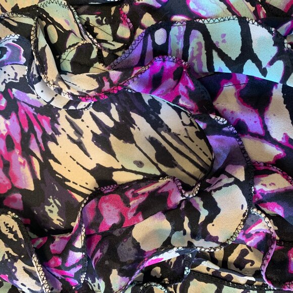 Belissimo New York Women Long Sleeve Multi Color Sheer Petite Large Blouse - Picture 4 of 11